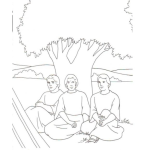 Dibujo para colorear Colorear a los tres angeles que visitaron a Abrahama