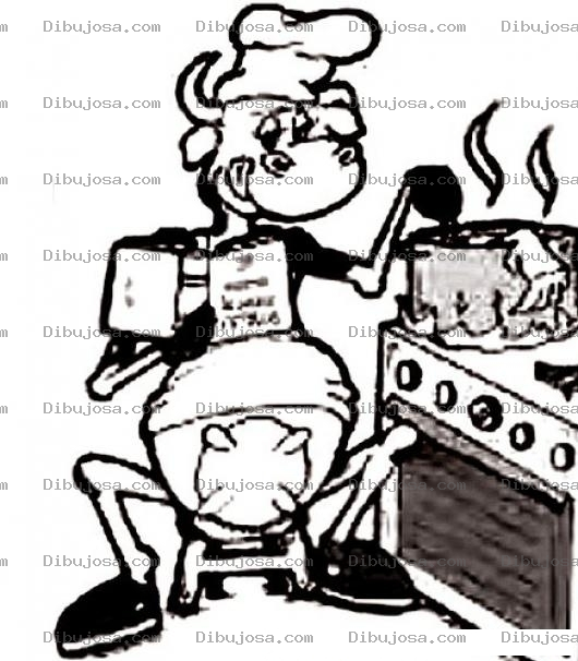 Dibujo para colorear Dibujo De Vaca Cocinando Para Pintar Y Colorear