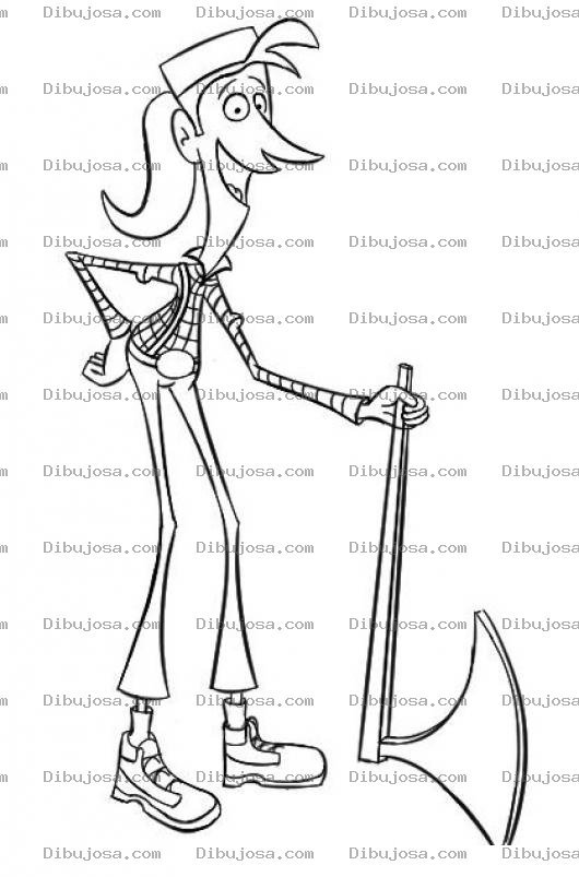 Dibujo para colorear Mujer Con Hacha Para Colorear