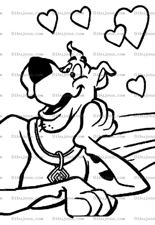 Dibujo para colorear Scooby Doo Enamorado Con Corazoncitos Para Pintar Y Colorear