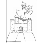 Dibujo para colorear Castillo con un dragon
