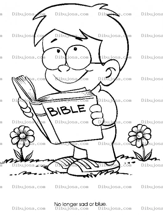 Dibujo para colorear Nino Leyendo La Bilia Para Pintar Y Colorear