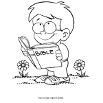 Dibujo para colorear Nino Leyendo La Bilia Para Pintar Y Colorear
