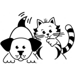 Dibujo para colorear Colorear Perro Y Gato De Amigos