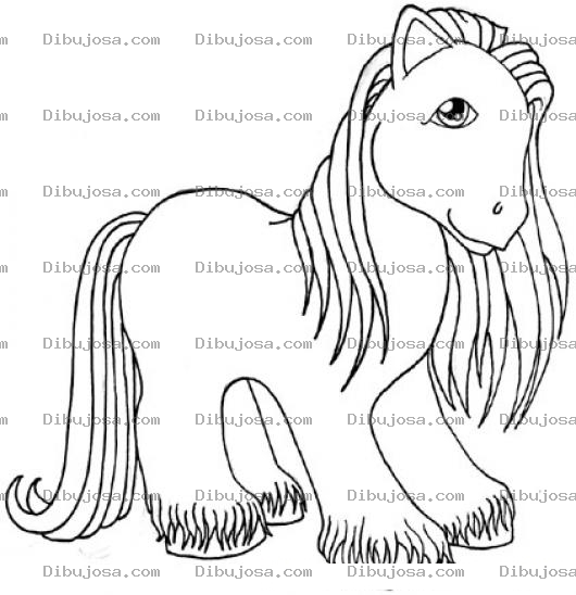 Dibujo para colorear Dibujo De Pony Con Pelo Largo Para Pintar Y Colorear