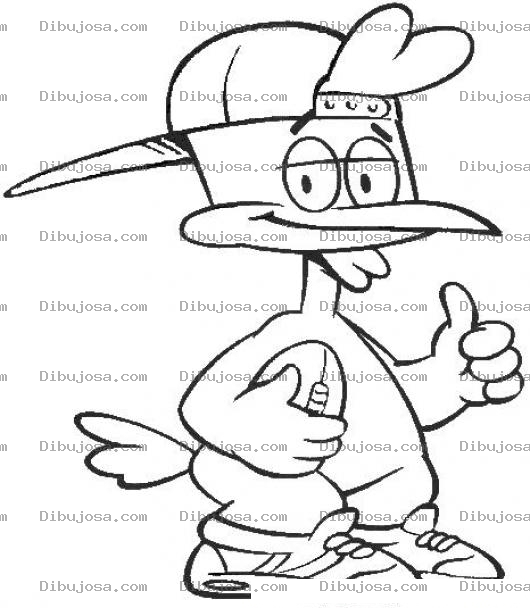 Dibujo para colorear Dibujo De Gallina Con Tennis Pelota Y Gorra Para Atras