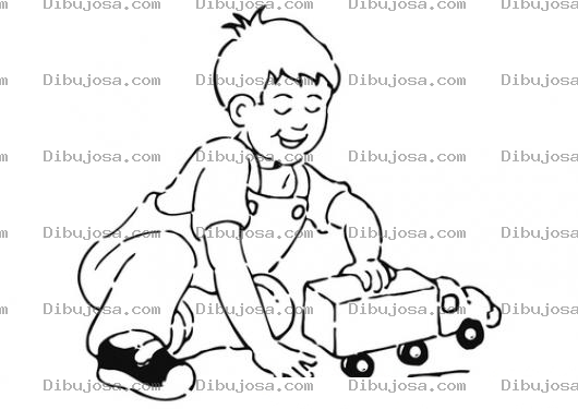 Dibujo para colorear Dibujo De Nino Jugando Con Un Camion De Juguete Para Pintar Y Colorear