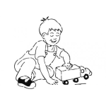 Dibujo para colorear Dibujo De Nino Jugando Con Un Camion De Juguete Para Pintar Y Colorear