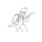 Dibujo para colorear Dibujo De Homero Rockero Con Guitarra Electrica Tocando Cancion De Rock Para Pintar Y Colorear