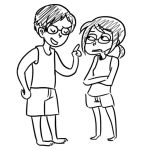 Dibujo para colorear Dibujo De Hermano Reganando A Su Hermana Para Pintar Y Colorear