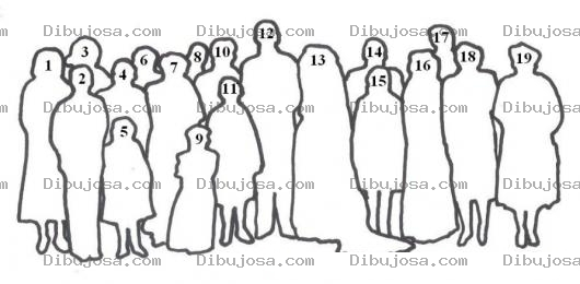 Dibujo para colorear 19 Personas Para Colorear Grupo De Diecinueve Gentes Para Pintar
