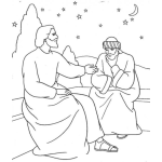 Dibujo para colorear Colorear a Jesus hablando con Nicodemo