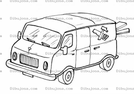 Dibujo para colorear Furgoneta De Carpintero Para Pintar Y Colorear