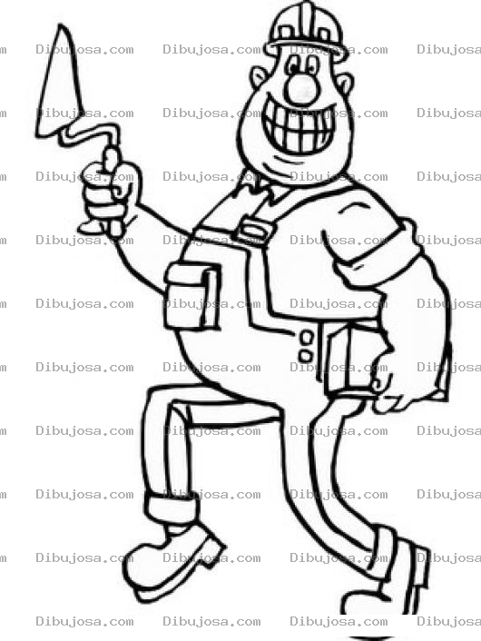 Dibujo para colorear Dibujo De Maestro De Obras Feliz Para Pintar Y Colorear Albanil Contento