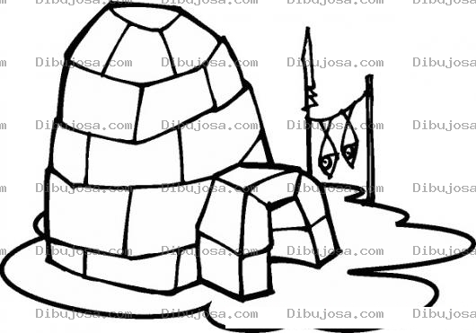 Dibujo para colorear Dibujo De Iglu Con Pescados Colgando Para Colorear