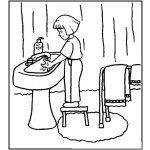 Dibujo para colorear Dibujo De Nina En Lavamanos Lavandose Las Manos Para Pintar Y Colorear