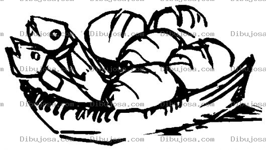 Dibujo para colorear Dibujo De Canasta Con Pescados Y Panes Para Pintar Y Colorear