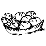 Dibujo para colorear Dibujo De Canasta Con Pescados Y Panes Para Pintar Y Colorear