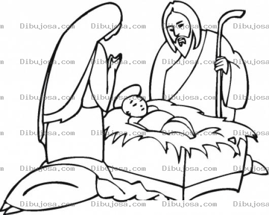 Dibujo para colorear Colorear el nacimiento de Jesus