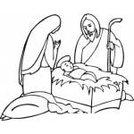 Dibujo para colorear Colorear el nacimiento de Jesus
