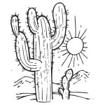 Dibujo para colorear Dibujo De Cactus Nopal En Desierto Para Colorear