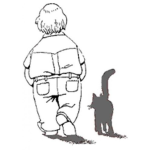 Dibujo para colorear Dibujo De Hombre Caminando Con Su Gato Para Colorear