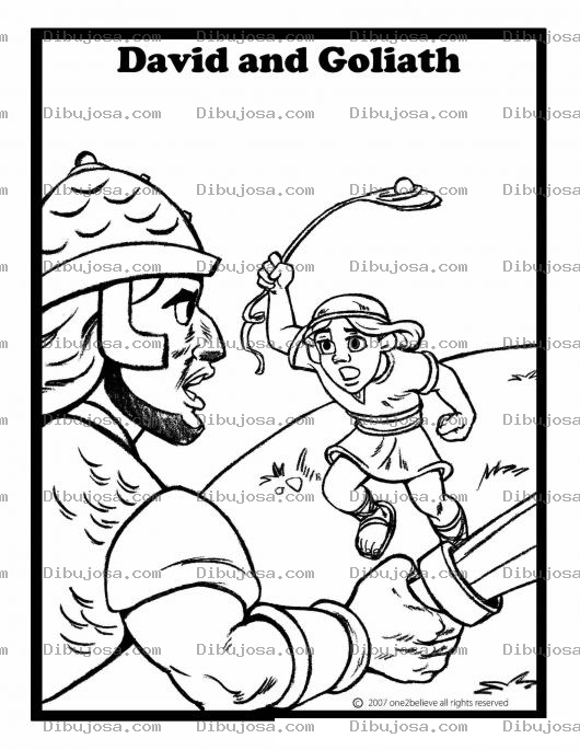 Dibujo para colorear Pintar a David y Goliat