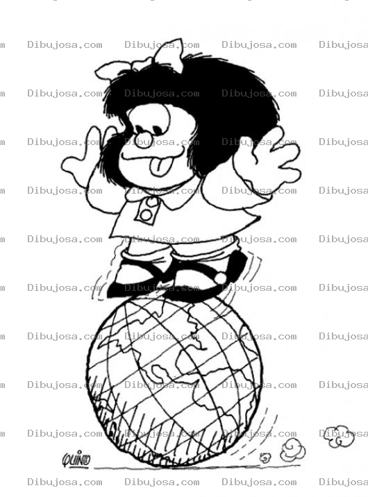 Dibujo para colorear Mafalda Sobre El Mundo Para Pintar Y Colorear
