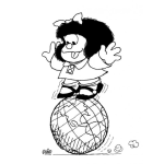 Dibujo para colorear Mafalda Sobre El Mundo Para Pintar Y Colorear