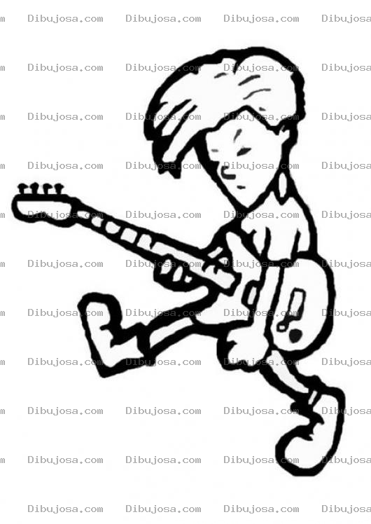 Dibujo para colorear Dibujo De Chico Con Guitarra Electrica Para Colorear
