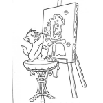 Dibujo para colorear Dibujo De Gatito Pintor Para Pintar Y Colorear Gato Artista