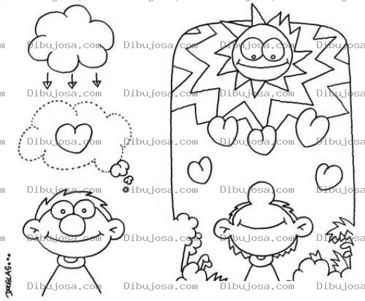 Dibujo para colorear Dibujo De Hombre Enamorado De Las Nubes Y Enamorado Del Sol Para Colorear
