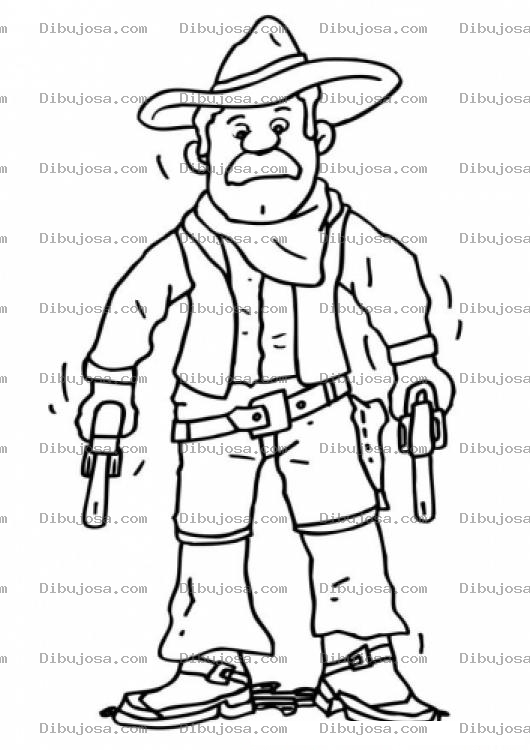 Dibujo para colorear Colorear Vaquero Temblando De Miedo En Un Duelo Dibujos De Vaqueros
