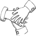 Dibujo para colorear Dibujo De Tres Manos Unidas Para Pintar Y Colorear Manos De 3 Socios