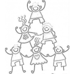 Dibujo para colorear Ninos Formando Una Piramide Para Pintar Y Colorear