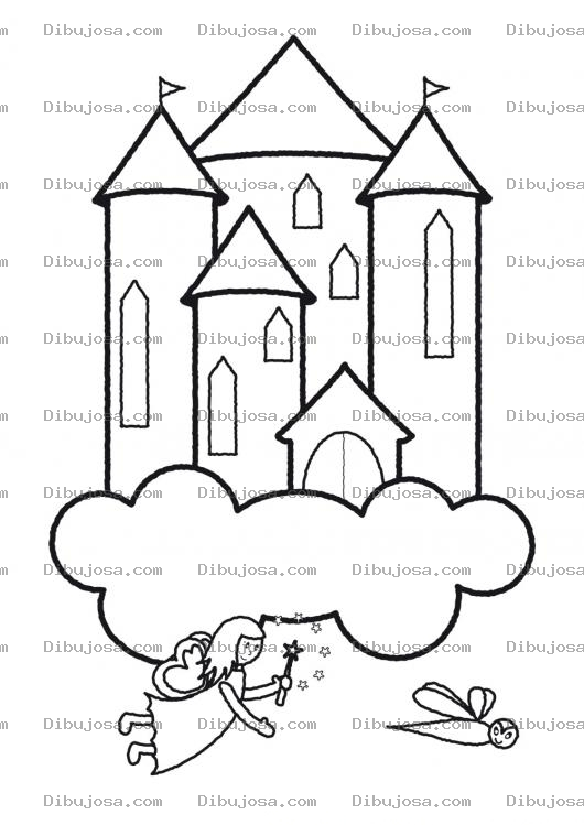 Dibujo para colorear Colorear castillo en las nubes