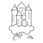 Dibujo para colorear Colorear castillo en las nubes