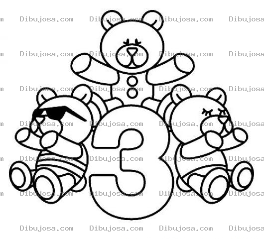 Dibujo para colorear 3 Ositos Para Colorear