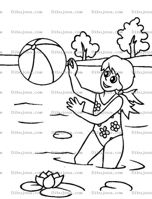 Dibujo para colorear Nina En Vacaciones En Verano Para Pintar Y Colorear