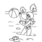 Dibujo para colorear Nina En Vacaciones En Verano Para Pintar Y Colorear