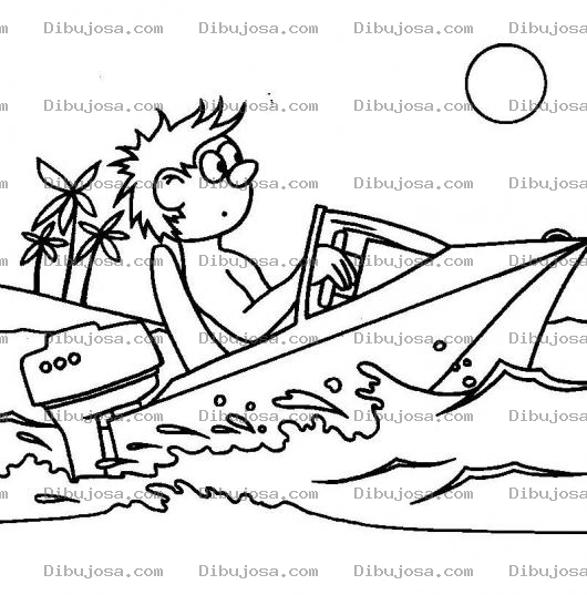 Dibujo para colorear Dibujo De Chico En Lancha Para Pintar Y Colorear