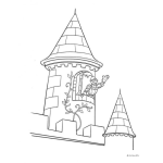 Dibujo para colorear Colorear un caballero en un castillo