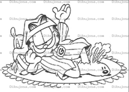 Dibujo para colorear Dibujo De Garfield Con Pijama Para Pintar Y Colorear