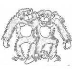 Dibujo para colorear Dibujo De 2 Monos Amigos Para Pintar Y Colorear