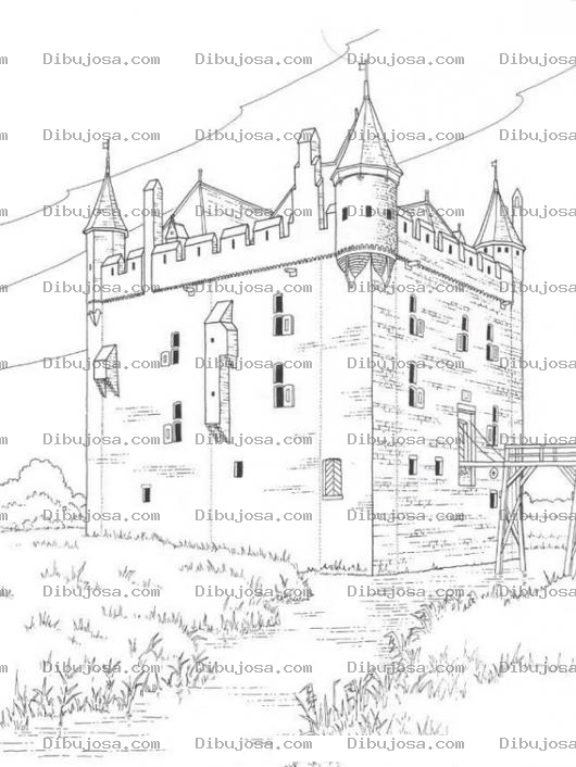 Dibujo para colorear Castillo gigante para pintar