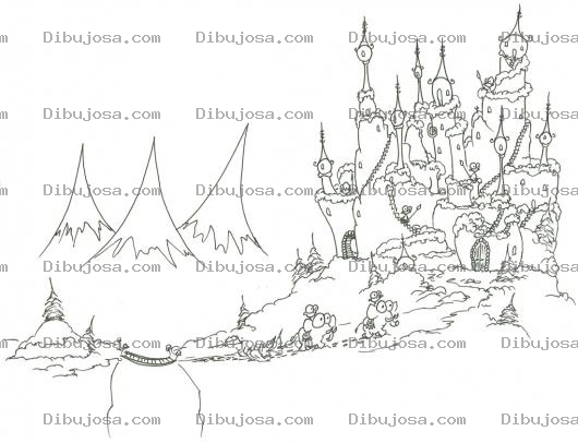 Dibujo para colorear Colorear un castillo de nieve