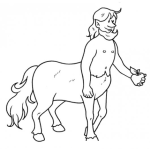 Dibujo para colorear Centauro Con Manzana Para Pintar Y Colorear