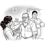 Dibujo para colorear Dibujo De Doctora Examinando Pacientes En Un Hospital Para Pintar Y Colorear