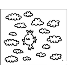 Dibujo para colorear Dibujo De Pajarito Volando En El Cielo En Medio De Las Nubes