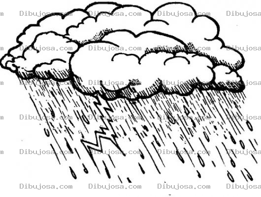 Dibujo para colorear Tormenta Con Rayos Y Lluvias Para Pintar Y Colorear Un Torrencial
